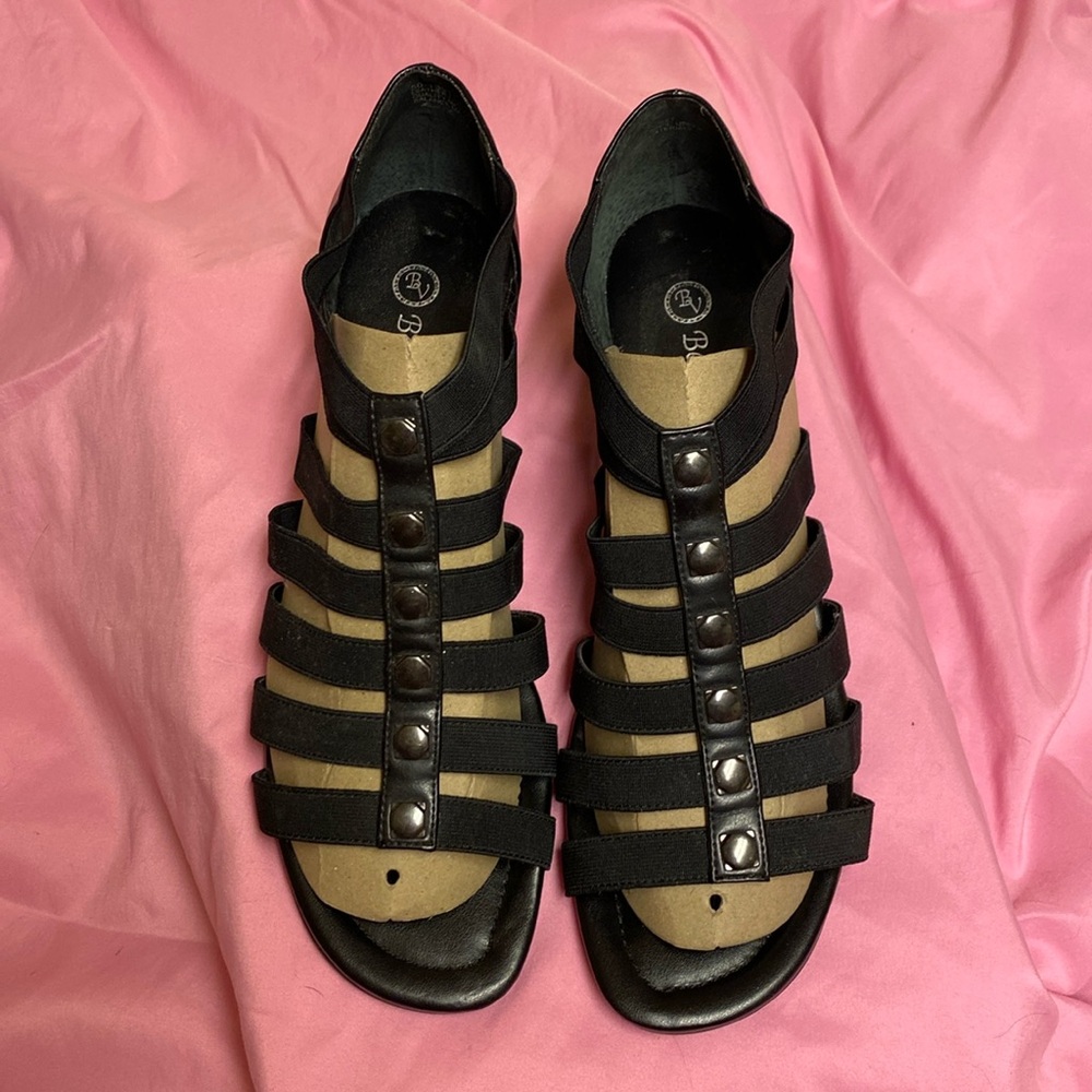 Bella Vita Leather Stretch Strappy Wedge Sandals - 10W
